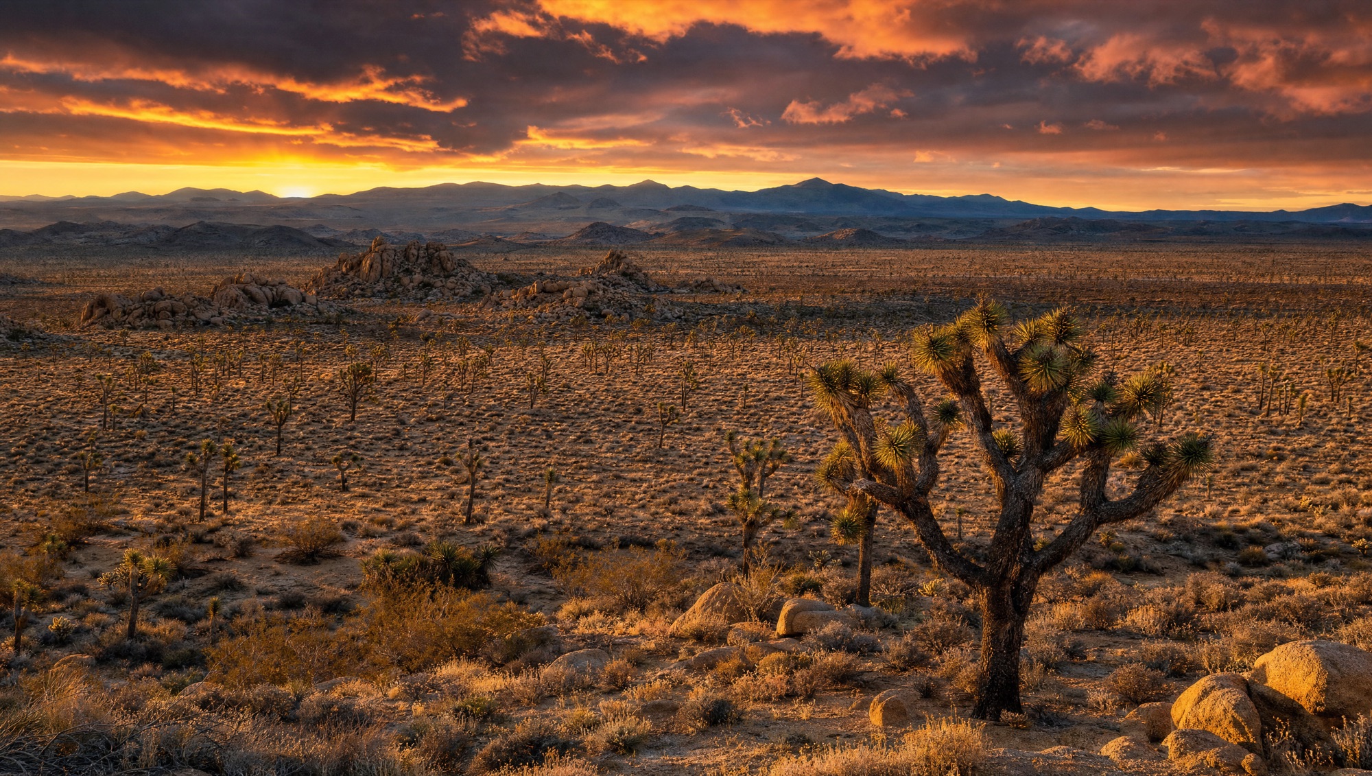 The high desert around Joshua Tree at golden hour